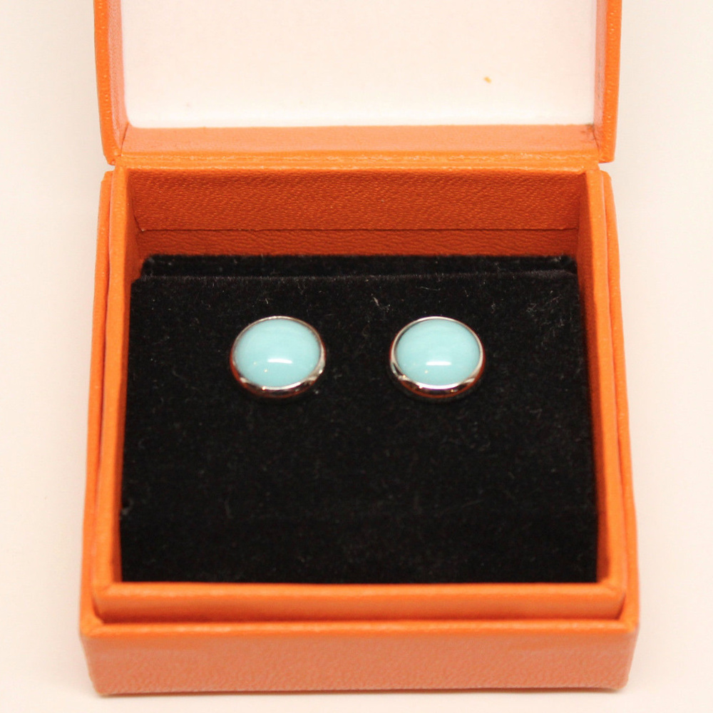 Hermes Turquoise Enamel Eclipse Studd Earrings